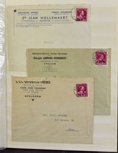 1946/1947 Collection of 95 letters or cards in stockbook, alphabetically classified by post office from A-E, including many small villages and local overprints, vf