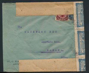 1932 N° 317 and 320, on envelope from Anvers, dated February 1932, to HABANA (Cuba), with censor's mark 