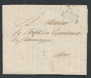 1804 Voorloper met inhoud, vanuit Yper, dd. 22 december 1804, (1er nivose an 13), Herlant 26, 