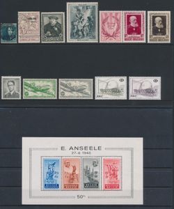 1849/2003 Interesting accumulation including n° 2 cancelled (black-blue?), Charleroi 1911 cancelled, 410 *, Rubens **, BL 26 ** + *, BL 27/28 **, Writers **, 2-panels **, 1069A **, PA 10A/11A **, TR 433/54 **, vf/f