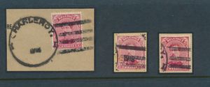 N° 138, 3 copies, all with provisional postmark together with the 3 horizontal bars, one with 1918, for specialists, see scan, vf