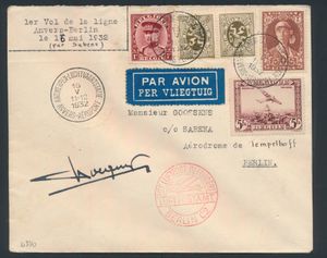 1932, 1st flight Antwerp-Berlin 16 May 1932 with Sabena, with red 