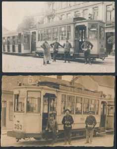 Trams, 5 photo cards (3 older and 2 more modern) (5 items)