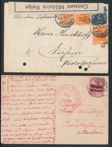 Collection of 32 letters and stationery, from Belgium to foreign countries (such as Cameroon, Denmark, France, etc.), also censorship W.O. I, par avion, etc., vf/f