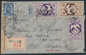 1945 Registered mail, from Dolisie, stamps from 
