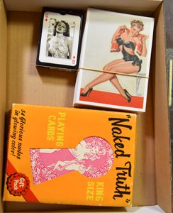 MISCELLANEOUS: Mild erotica, pin-ups and 2 books of playing cards (+/-150 items)