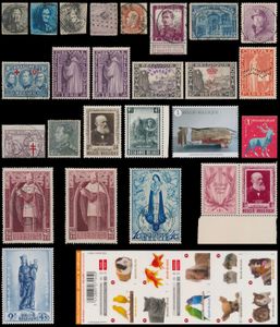 1849/2020 Important collection, arranged in a somewhat unorthodox manner, but original, including classic items in varied condition, n° 37 cancelled (with certificate, but thin), 37A cancelled (a forgery), 5 franc cancellations, Red Cross cancelled, Helm cancelled, 1° Orval ** (2x), 266 A/K *, 272 A/K * (certificate), Sleeve stripes (without guarantee), BL 3 ** + cancelled, Mercier cancelled + *, Knight cancelled, BL 4 *, Poortman **/*/cancelled, 879 ** (4x), UPU *, 2-panels **, modern period ** + cancelled, souvenir sheets, booklets, so many nominal, in 14 books, vf/f/to be checked