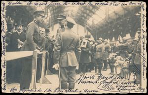 Trophées et arrivée du roi Albert (3 pièces)