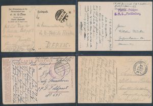 W.O. I, Accumulation of 30 field post letters or cards, including Navy, etc., vf/f