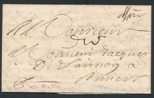 1699 Forerunner with contents, from Ypres, dated 14 September 1699, Herlant 1, manuscript 