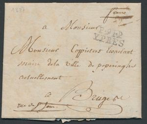 1807 Voorloper met inhoud, vanuit Yper, dd. 16 juni 1807, Herlant 26, 