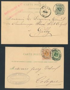 1875/1894 Belgian postcard cancellations, mostly single circles, alphabetically classified from A to Z on 980 PWST (reclining lion), vf/f