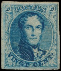 N° 7A „20c. blau”, sehr schöne Ränder, starkes Falz und einige leichte Stockflecken, Originalgummi, schön/zu kontrollieren (OBP €2.850)