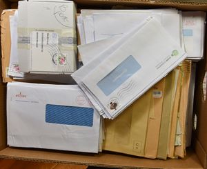 2008/2011 Banana box full to bursting, both stamps with numbers and machine franking, f/to be checked