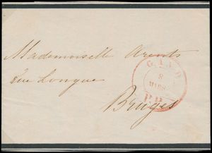 Wrap - Unknown Date of the Year, without postage stamp, with Gand P.P. cancel (Herlant 86), dated 8 March, to Bruges, see Hanceau page 30, more info with the lot, vf