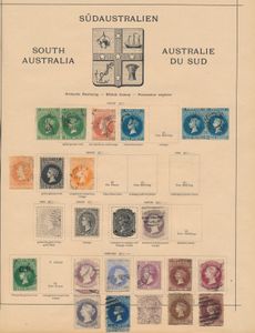 South Australia, 1855/1942, collection on album leaves starting with Humphrys imperforated type, including 2 pairs, vf/f/to be checked