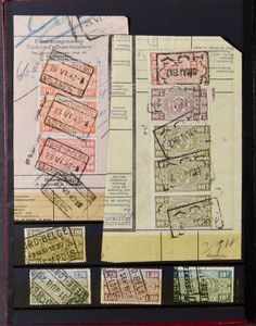 1899/1945 Group of railway stamps in stockbook of Nord Belge cancellations, +/-149 stamps, vf/f/to be checked 
