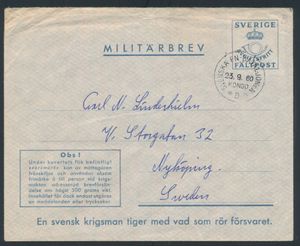 1960, Republic of Congo, airmail military envelope from a soldier of the Swedish contingent - ONUC, sent from (Leopoldville) Svenska FN-Bataljoenen *B* (field post office) September 23, 1960 to Sweden, with reply stamp, vf