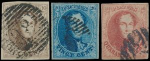 N° 10/12, colour study, 11 items, most stamps of good quality, fully margined, vf/f