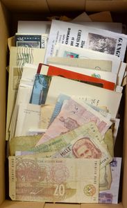 MISCELLANEOUS: Nice diverse lot, including shares, coins, cash stamps, religious prints, etc.