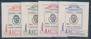 BL 17/20 ‘Kennedy’ blocks, error BL 17/18 imperforate and 19/20 perforated, vf (OBP €285)