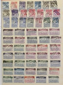 Centennial of the Belgian Railways 1935, accumulation of hundreds of stamps in 3 stockbooks, for the postmark collector, vf/f