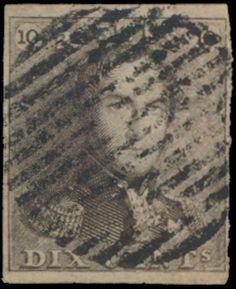 N° 1 „10c. braun”, vollrandig, mit ländlicher Abstempelung (14 Balken), einige Griffe, einwandfrei (OBP 90 € + COBA 75 €)
