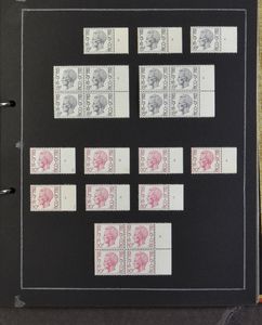 Collection in 2 ring binders, including blocks of four, printing date, plate numbers, vf