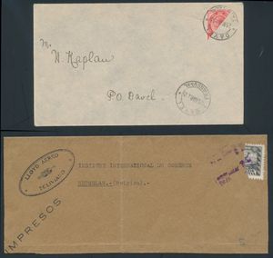 1915/1938, 5 Postsendungen mit halben Frankierungen, darunter Südafrika, übrige Bolivien (3x) und Nicaragua, einwandfrei/schön.