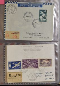 Collection of 93 LP letters from various countries in album, mainly first flights Air France, vf/f