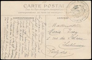 1908, picture postcard franked with Middle Congo stamp Yv. (1x) 51, sent from Brazzaville June 26, 1908 to   Chatelineau / Belgium with official seal 