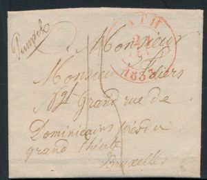 1833 Forerunner with contents, with departure stamp 