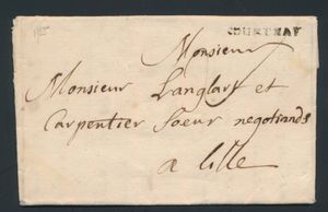 1755 Forerunner with contents, from Courtrai, dated 25 November 1755, Herlant 21, 