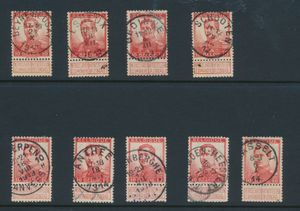 N° 111 en 118, stempelverzameling in album, enkele honderden zegels, zm/m