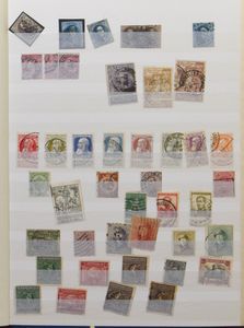 Between n° 3 and 2800, stock sorted into small envelopes and 12 stockbooks, classic and semi-classic, many second choice, interesting for stamp seekers, f/to be checked