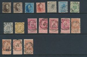 Collection of cancellations from N° 14 to Pellens issue, in 5 stockbooks, several hundred stamps, special attention to Nos. 14, 15, 57 and 58, vf/f