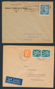 1944/1949 Accumulation of dozens of postal items including large lion with V, 100-year postage stamp, industry, vf/f