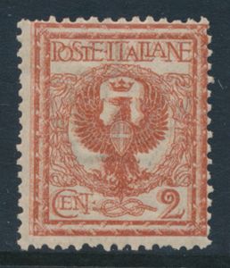 N° 65a '190 - 2c. reddish brown double printing', -1 tooth, vf/f (Yv. €150)
