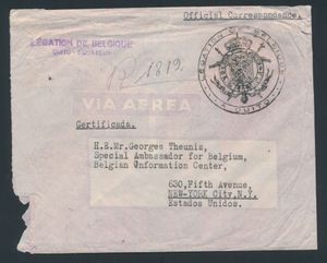 1942 Belgian Legation in Quito (Ecuador), LP letter to New York, f/to be checked