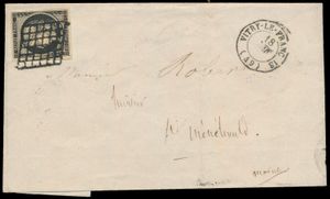 1849 Letter from Vitry le-François to Sainte-Menehould with postage 