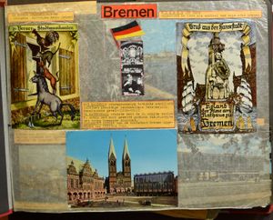 Various items, with shoebox from abroad, 6 booklets from Zaltbommel (Netherlands), etc., in large cardboard box