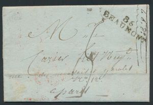 1809, voorloper met inhoud, vanuit Beaumont, Herlant 12 (86 Beaumont zwart), dd. 29 september 1809, naar Parijs (Frankrijk), port 5 decimen, zm