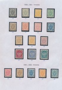 1879/1918 Almost complete collection on sheets (Yv. 5/9 missing, but all A numbers present), otherwise n° 10/142 complete * on the main numbers, newspaper and penalty postage complete *, newspaper 1/4 only imperforated, vf
