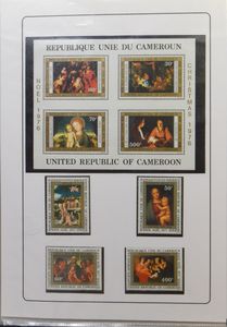 Varied accumulation with many complete sets, FDC, etc., lots of Christmas themes, also paintings, in 14 albums/fardes and 1 box, vf/f/to be checked