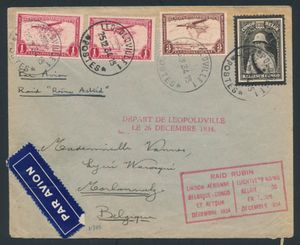 1934, Raid Rubin, Reine Astrid, letter from Leopoldville 25-12-1934 to Morlanwelz, vf