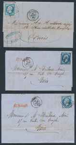 1858/1862, 20 business letters to Paris, all with Yv. n° 14 