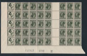 PU c 96, combination A, in sheet section with KT 16 with 5 rows, some N° 427 (15 copies) with sheet margin and margin inscription 