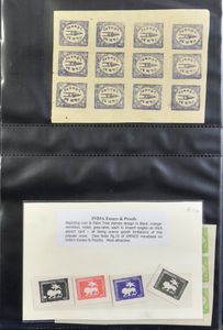 Feuilles souvenir et épreuves du Liban États indiens dans 2 classeurs à anneaux, tb/b