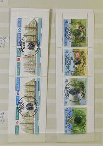 Collection of cancelled stamps, mostly from modern booklets, large quantity in 2 books, ideal for cancellation and var./cur. seekers, vf/f