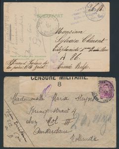 Post Belgian Soldiers, 28 postal items, picture postcards and letters (also censored), f